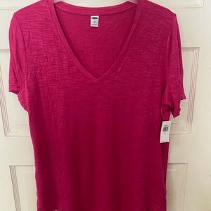 Old Navy Luxe V Neck T Shirt, Pink, Medium